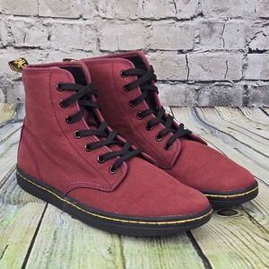 Dr. Martens Shoreditch Boots Women 9 Cherry Red Canvas High Top Sneaker AW004